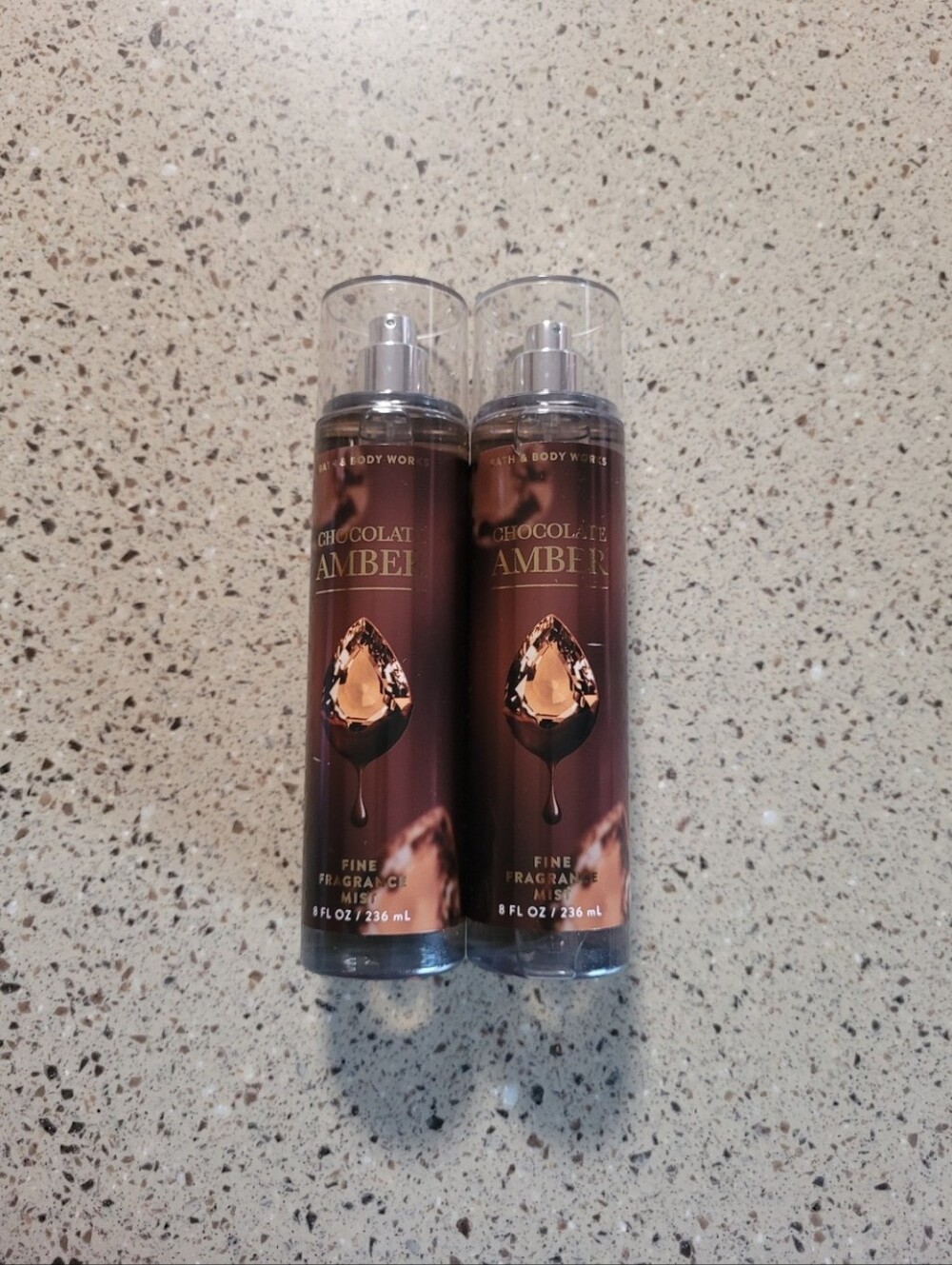 2 Bath & Body Works CHOCOLATE AMBER Fine Fragrance Body Mist 8oz Each.Fragranc